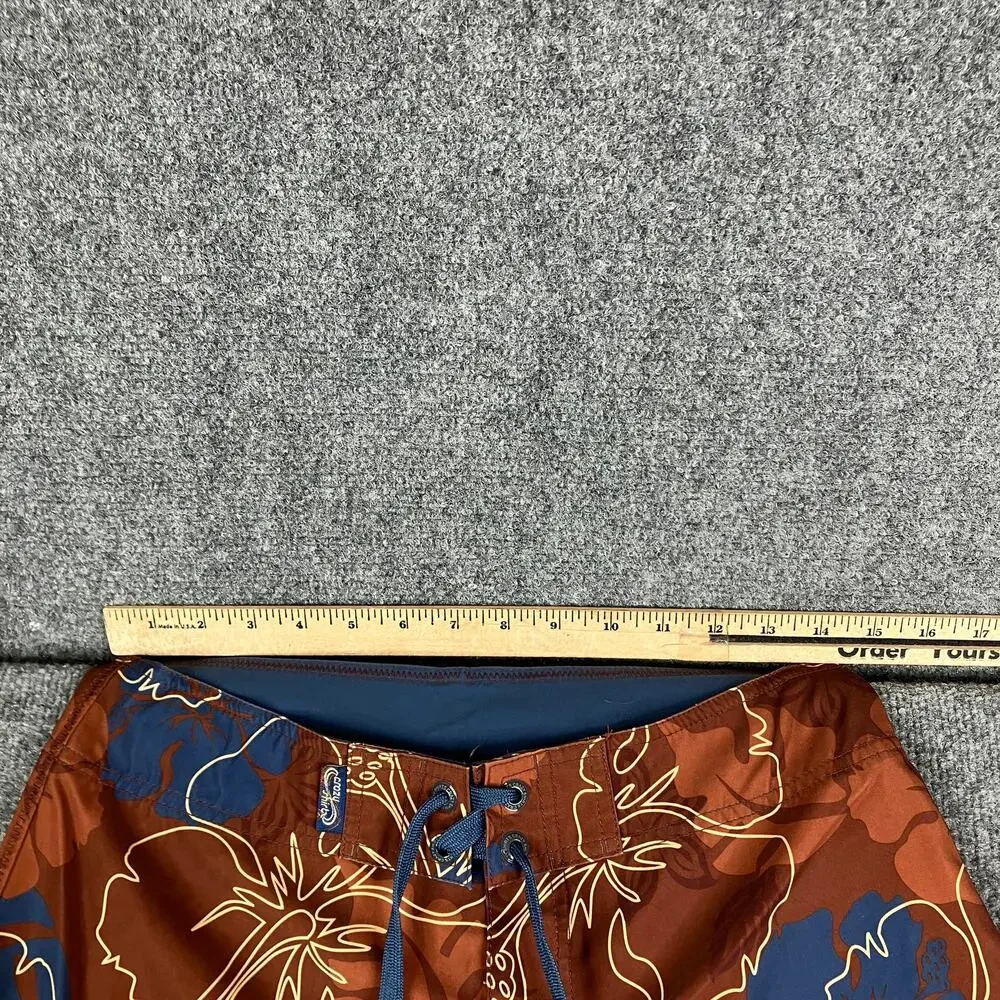 Crazy Shirt Hibiscus Board Short Men Size 30 Red Blue Tropical Floral Swim Trunk